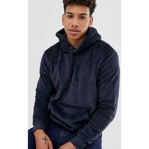 ASOS Brave Soul Teddy Navy Hoodie Medium
